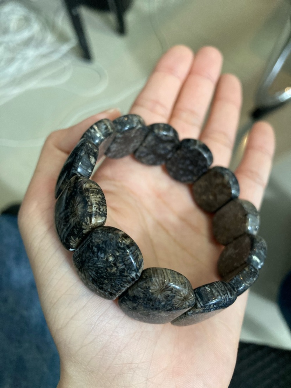Dark Coral Stone Stretch Bracelet